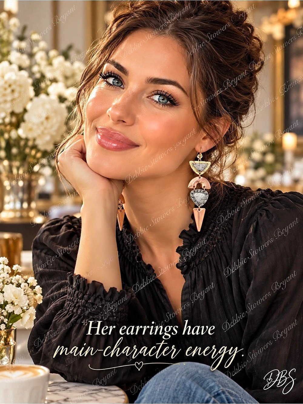 Copper, gold-tone, silver-tone, and those lovely marble like details earrings